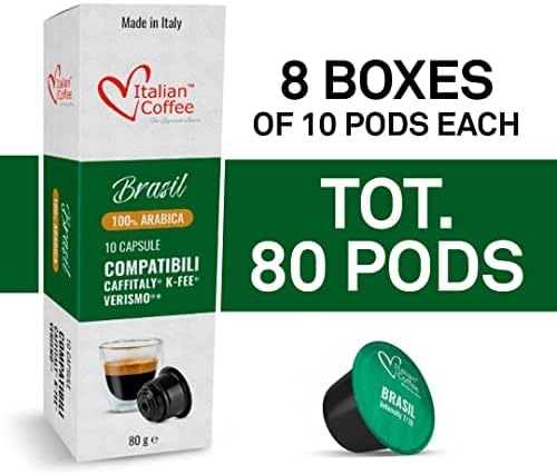 ITALIAN COFFEE FOR ESPRESSO LOVERS Italian Coffee capsules compatible with Verismo, CBTL, Caffitaly, K-fee systems (80 pods BRAZIL blend)