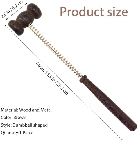 Wooden Spring Massage Hammer,Long Size Manual Lymphatic Drainage Massage Hammer,Wood Therapy Body Massager,Brown,15.5 Inches,1 Piece