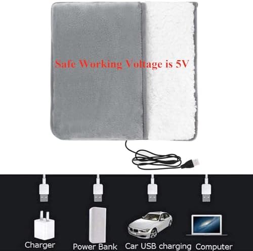 USB Heated Foot Warmer Electric Feet Heating Pad Washable Thermal Heated Foot Cover for Under Desk Bed Office Home