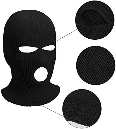 3 Pieces 3 Hole Ski Mask Knitted Full Face Cover Adult Balaclava Knit Ski Face Cover Thermal Knitted Head Wrap for Men Women