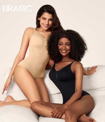 BRABIC Womens' Seamless Sleeveless V-Neck Bodysuit Shapewear Tummy Control