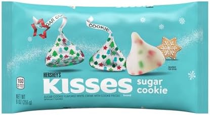 HERSHEY'S KISSES Sugar Cookie Flavored, Christmas Candy Bag, 9 oz
