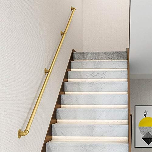 JLXJ 1.5ft-13ft Gold Handrail with Complete Kit, Non-Slip Stair Handrails Loft Corridor Wall Banister Handicap Grab Bars for Elderly Disabled Children (Size : 4m(13ft))