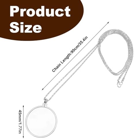 Magnifying Glass Necklace Monocle,5X Magnifying Glass Pendant,5X Necklace Magnifier with Glasses Lens and Chain Magnifyings Pendant Eyepiece for Reading Newspaper Map Jewelry Crafts Needlework