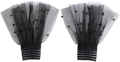 Ruffled Floral Layered Lace Cuffs Wrist Cuffs Black False Sleeves for Women Wrist Black