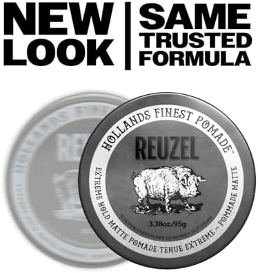 REUZEL Extreme Hold Matte Pomade, Strongest All Day Hold, Water Soluble Styling, Matte Finish & Flake Free, Easy To Wash Out, For All Hair Types