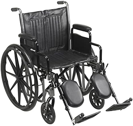 Drive Medical SSP220DDA-ELR Silver Sport 2 Full-Reclining Transport Wheelchair with Detachable Desk Arms and Swing-Away Elevating Leg Rest, Black