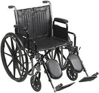 Drive Medical SSP220DDA-ELR Silver Sport 2 Full-Reclining Transport Wheelchair with Detachable Desk Arms and Swing-Away Elevating Leg Rest, Black