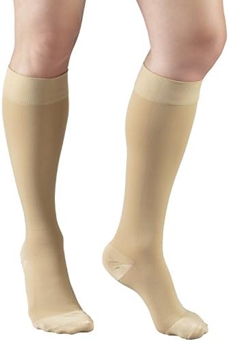Truform 20-30 mmHg Compression Stockings for Men and Women, Knee High Length, Closed Toe, Beige, Medium