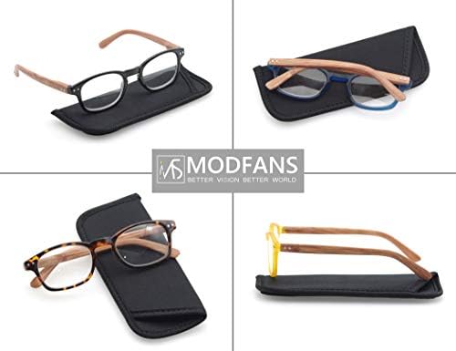MODFANS 4 Pack Reading Glasses 1.75 Fashion Wood-Look Spring Hinges Stylish Readers Men Women