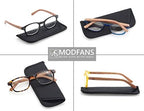 MODFANS 4 Pack Reading Glasses 1.75 Fashion Wood-Look Spring Hinges Stylish Readers Men Women