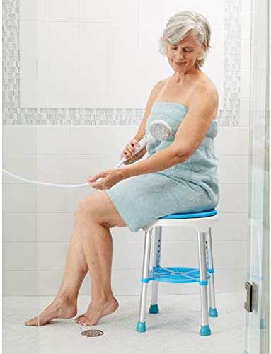 Carex Easy Swivel Bath Stool and Bathtub Stool - Shower Stool, Adjustable Rotating Bath Seat and Shower Chair for Elderly with Storage Tray, Shower Stools For Seniors