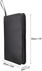 48 PU Leather Fountain Pen Case Large Capacity Black Roller Ball Pen Holder Bag Pouch