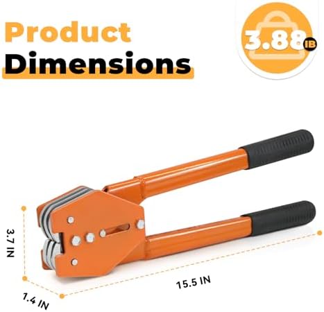 Strapping Sealer/Crimper for 1/2"-5/8" Polypropylene (PP) Polyester Strapping Band Manual Banding Tool with 15” Extended Handle（Orange）