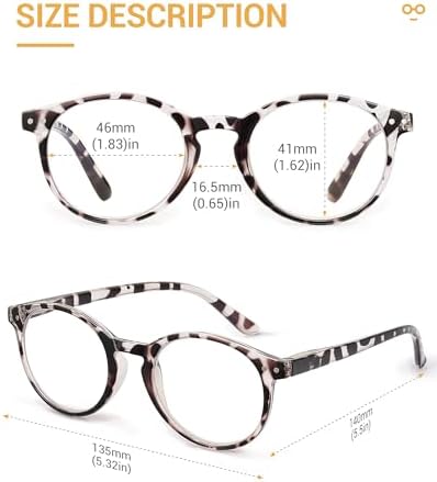 JOLISU 5 Pack Reading Glasses For Women/Men-Blue Light Blocking Computer Reader w/Round Frame - Retro Clear Lens Fake Eyeglasses（1.75）