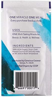 Conscious Coconut Organic Coconut Oil Packets – 10 Travel Packets, Fair Trade, Centrifuged, Raw Virgin Coconut Oil for Wellness, Skin & Personal Care, Used in Hospitals Nationwide