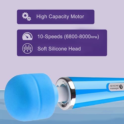 Wired Powerful Handheld Wand Massager, Strong Personal Vibration Massage for Sports Recovery, Back Muscle Aches, Whole Body Pain (Blue)