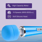 Wired Powerful Handheld Wand Massager, Strong Personal Vibration Massage for Sports Recovery, Back Muscle Aches, Whole Body Pain (Blue)
