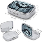 Square Pill Box Purple Black Goth Spooky Bat Pill Case 2 Compartment Medicine Pill Organizer for Purse & Pocket Portable Travel Pillbox Medicine Vitamin Cod Liver Oil Storage Box Organizer