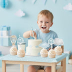 36Pcs Hot Air Balloon Cupcake Toppers, Adventure Awaits Cupcake Picks Blue Hot Air Balloon Clouds Cake Decorations for Boys Girls Baby Shower Birthday Party Supplies