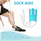 MXCOIRTP Assistive Device No Bending Kit for Elderly -Sock Aids, Foldable Reacher Grabber with 360° Rotating Jaw & Magnet, Long Shoe Horn Handle & Dressing Stick & Back Scratcher for Seniors, Disabled