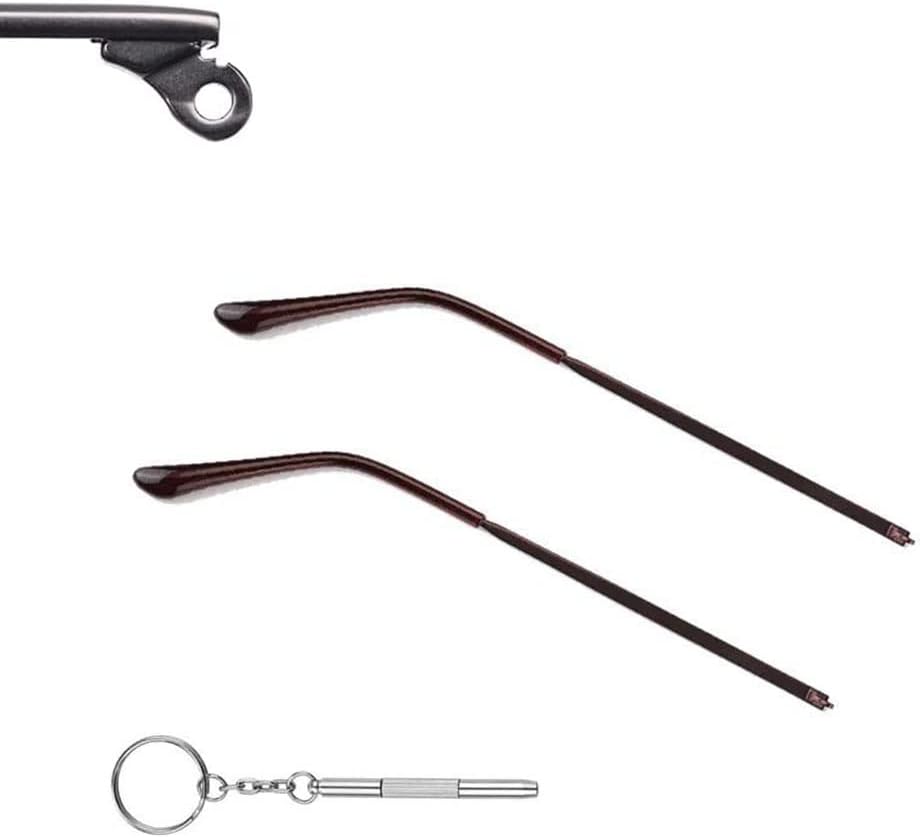 1 Pair Brown Glasses Repair Replacement Temple Eyewear Metal Frame Arms for Eyeglasses Sunglasses 1pc 3-in-1 Screwdriver