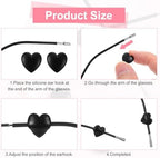 10 Pairs Heart Eyeglass Ear Grip Silicone Anti Slip Eyewear Retainer Eyeglasses Stopper for Ear Hooks Holder Soft Sunglasses Temple Tips Stopper for Adults (Black, Clear)