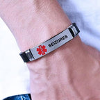 TGLS Red Medical Alert ID Bracelet for Women Men's Emergency First Aid Health Alert Laser Engraved Satinless Steel Adjustable Silicone Wristband Bracelets