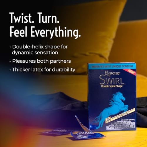 Condoms Pack of 12 - Double-Helix Twisting Shape, Condom Innovation, Extreme Sensations, More Comfort, Lubricated, with Reservoir Tip, Natural Latex Condoms, Vegan, No Latex Odor