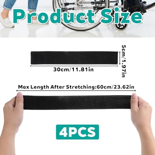 4 Pcs Wheelchair Leg Strap, Reliable & Elastic Wheelchair Foot Straps Leg Restraints Protection Belt Wheelchairs Accessories