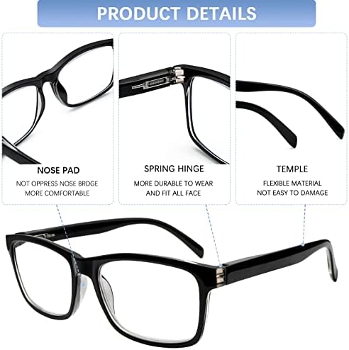 SIGVAN 6 Pack Reading Glasses for Women Men Blue Light Blocking,Spring Hinge Anti Eyestrain/Glare Computer Readers (6 Mix, 0.0)