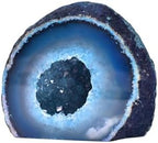 AMOYSTONE Teal Agate Geode Decor, Natural Agate Crystal Rock for Healing, Small Irregular Stone for Bedroom, Office, Desk (1-1.5 Lbs)