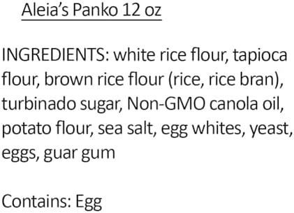 Aleia’s Gluten Free Panko Bread Crumbs – Original, 12oz (2 Pack) – Crunchy Coating for Chicken, Seafood & Veggies – Non-GMO, Dairy Free, Kosher, Low Sodium