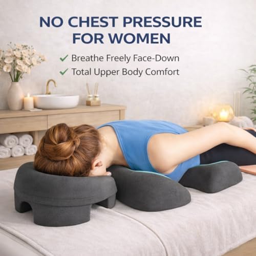 Face Down Breast Support Cushion for Massage Table, Prone Face Cushion for Therapy, Comfortable Chest Support for Spa, Salon and Home