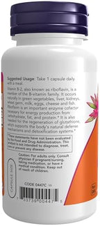 NOW Supplements, Vitamin B-2 (Riboflavin) 100 mg, Energy Production*, 100 Veg Capsules