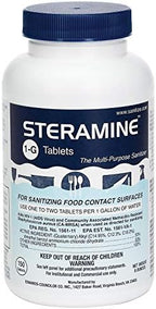 Sanitizing Tablets, Sanitize Food Contact Surfaces, Model 1-G, 150 Sanitizer Tablets per Bottle, Blue, Pack of 1 Bottle
