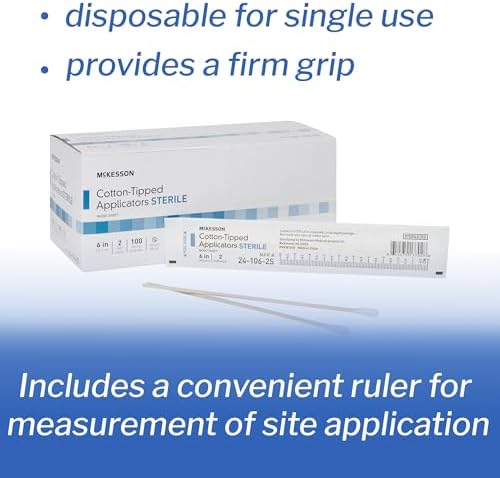 McKesson Sterile Cotton Tipped Applicators, 6 Inch, Box of 200 – Medical Cotton Swabs for Wound Care, Cleaning, and Application, Wooden Shaft, Disposable