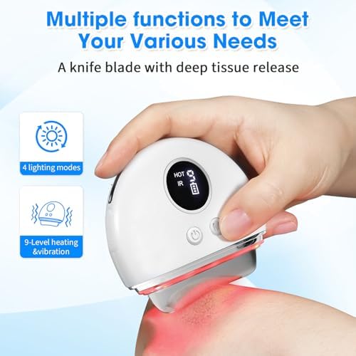 Electric Fascia Blaster & Muscle Scraper Tool with Heating and Vibration - for Deep Tissue,Myofascial Release,Gua Sha,and Trigger Point Massage for Pain Relief & Recovery