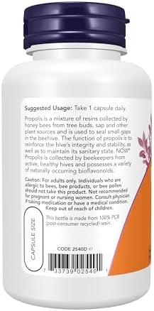 NOW Foods Supplements, Propolis 1,500 mg with 5:1 Concentrate, Natural Bee Product, 100 Veg Capsules