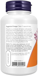 NOW Foods Supplements, Propolis 1,500 mg with 5:1 Concentrate, Natural Bee Product, 100 Veg Capsules