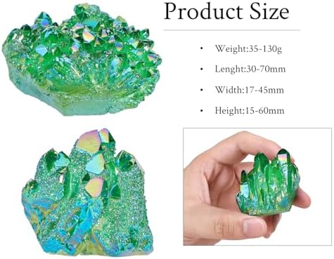 SUNYIK Green Titanium Coated Crystal Cluster,Quartz Drusy Geode Gemstone Specimen Specimen Sphere Figurine(0.2-0.3lb)