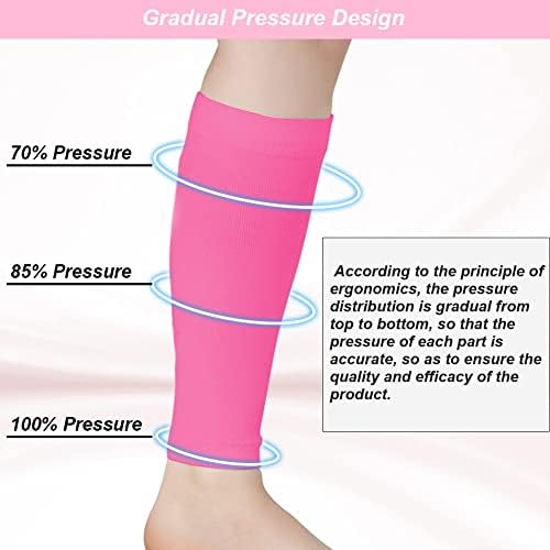 Calf Compression Sleeves for Men & Women (20-30mmhg) - Leg Compression Sleeve for Running, Cycling, Shin Splints Support, Relieve Legs Pain, Travel (One Pair)(Pink,Medium)