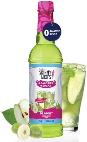 Jordan's Skinny Mixes Sugar Free Syrup, Sour Green Apple, Fruit Flavored Water Enhancer, Drink Mix for Iced Tea, Lemonade, Drinks, Low Calorie Water Flavoring, Dairy & Gluten Free, Kosher, 25.4 Fl Oz