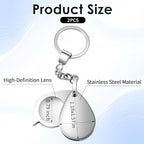 2 Pcs 10X Pocket Magnifying Glass Small Mini Folding Magnifying Glass with Keychain Rotating Folding Portable Magnifier for Reading Close Work Newspaper Book Magazine