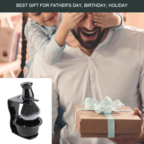 2Set Shaving Kit for Men, 3 in 1 Shaving Set Includes Portable Beard Brush Cream Bowl and Stand Beard Style Tool for Home Travel