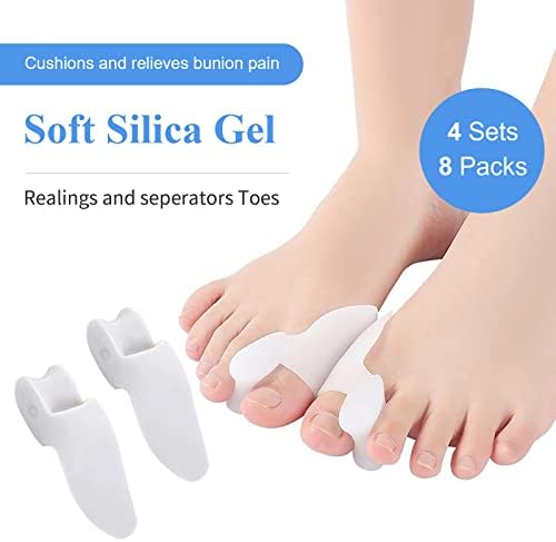 8 Pack Bunion Cushion Protector, 4 Pairs of Bunion Pads with Separator for Big Toe, Gel Shield for Foot Pain Relief, Bunion Corrector, Treat Pain in Big Toe Joint