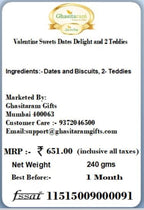 Ghasitaram Gifts Valentines Gift for Girlfriend/Boyfriend/Husband and Wife - Valentine Sweets Dates Delight and 2 Teddies