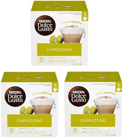 NESCAFE Dolce Gusto Cappuccino 30x Coffee Pods (Pack of 3, 45 Servings, Total 90 Pods)