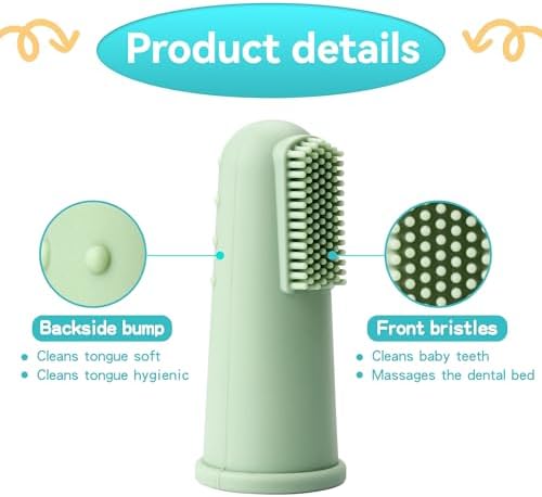 UHFi Baby Toothbrush Finger Toothbrush Oral Cleaner Kit with Baby Tongue Cleaner Toddler Silicone Tooth Brush 0-6 Months 6-12 Months (Clay/Mint+30PCS)