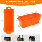 Silicone Grease Cup Liners 2-Pack: Blackstone Griddle Accessories - Reusable Foldable Drip Pan Liners for 17"/28"/36" Blackstone Griddle BBQ Grease Catcher Cup Protection